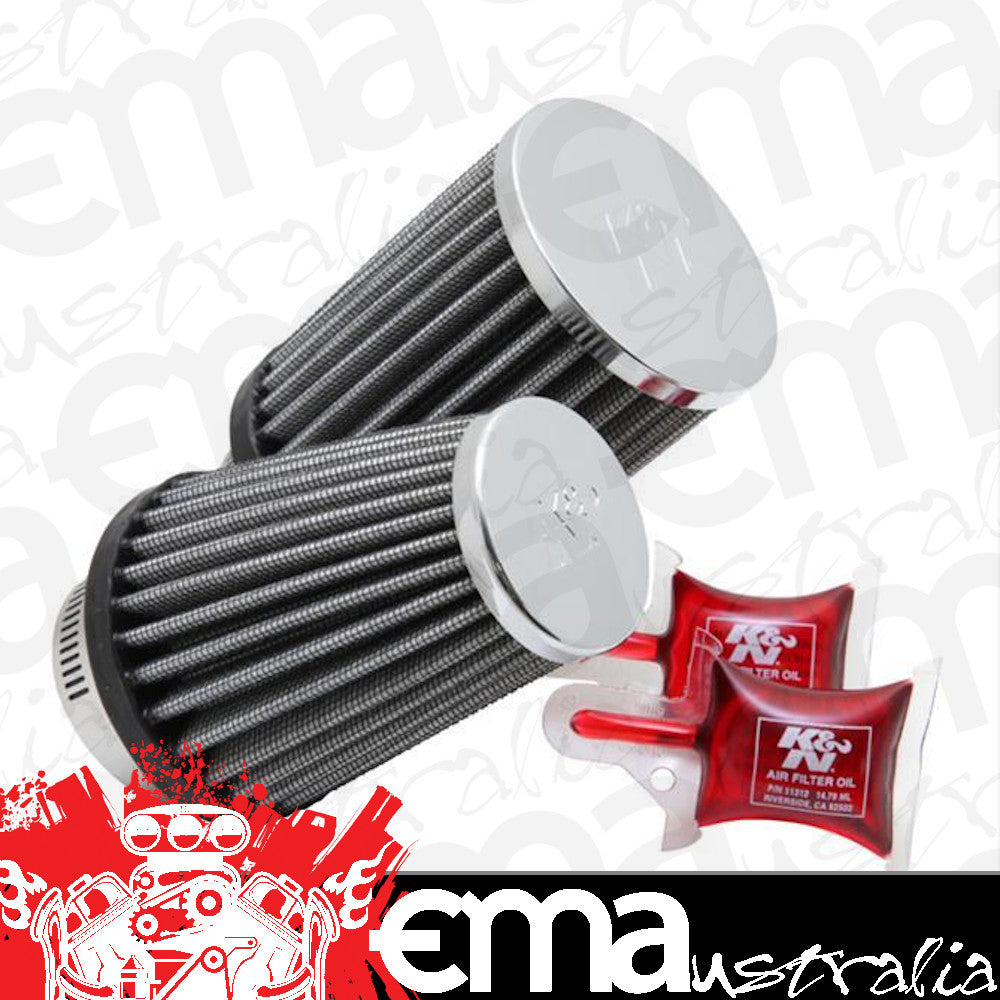 K&N Filters KNRC-1289 Universal Clamp-On Twin Air Filters 3" X 4" Chrome Top