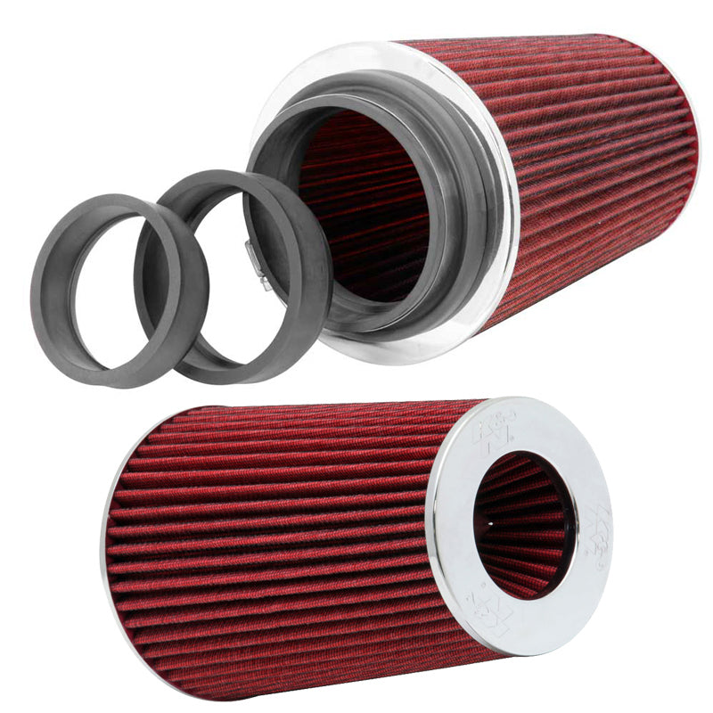 K&N Filters KNRG-1002RD Universal Tapered Clamp On Filter W/ Universal Flage Inserts 9.5 In 241 Mm H X 3.5 In 4.75 In 121 Mm Top Od 6 In 152 Mm Base Od