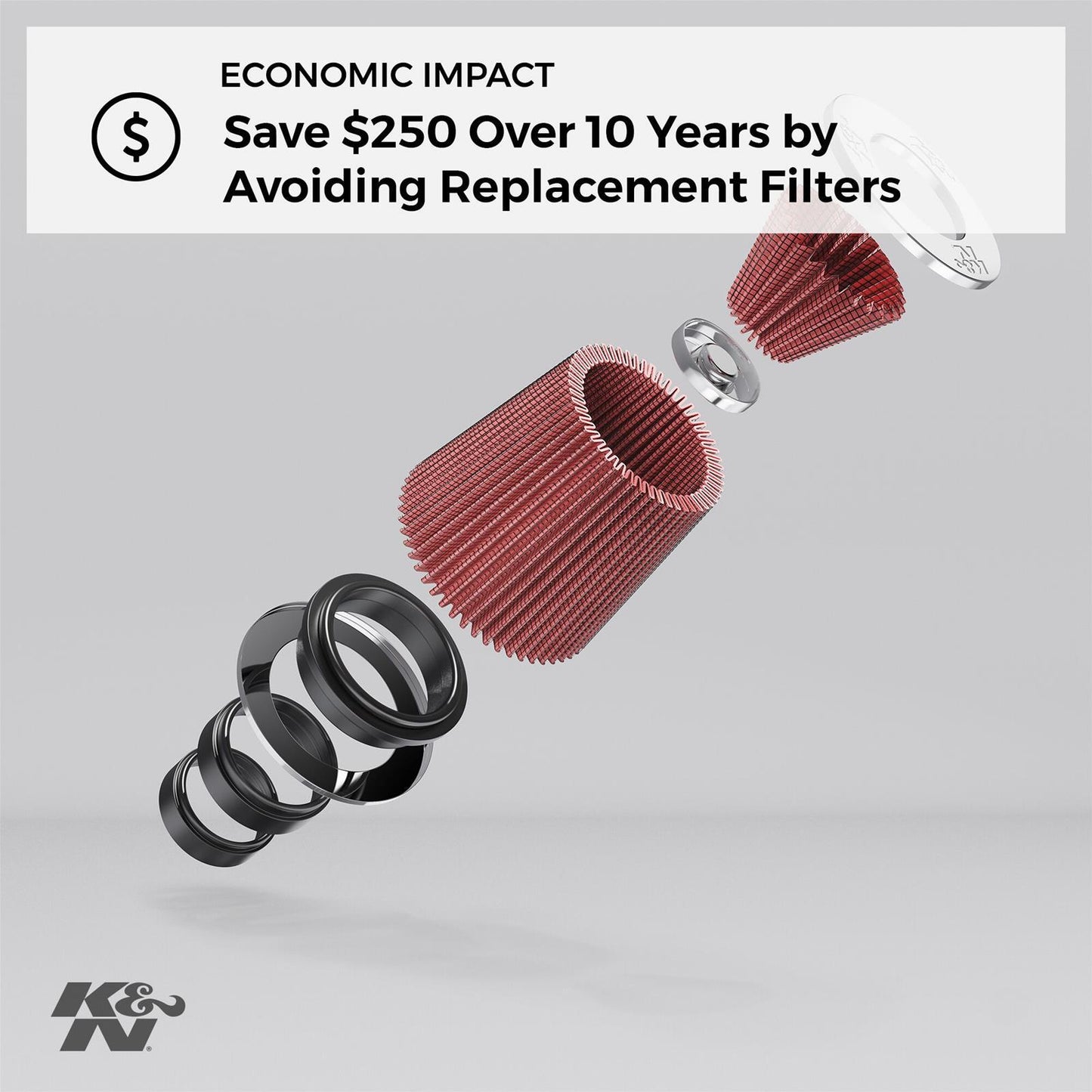 K&N Filters KNRU-9350 Universal Performance Air Filters Universal Clamp-On Air Filter 3-1/8"Flg 4-15/16"B 3-1/2"T 3-15/16"H