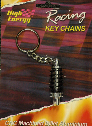 High Energy Racing KR6652BLK Key Ring Aluminium Shock Absorber Silver/Black