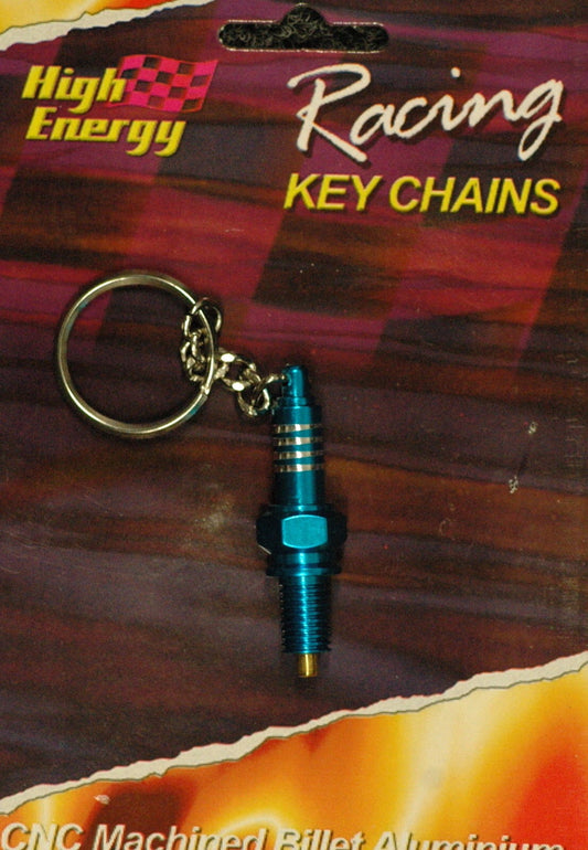 High Energy Racing KR6654-B Key Ring Aluminium Spark Plug Blue Anodised Kr6654B
