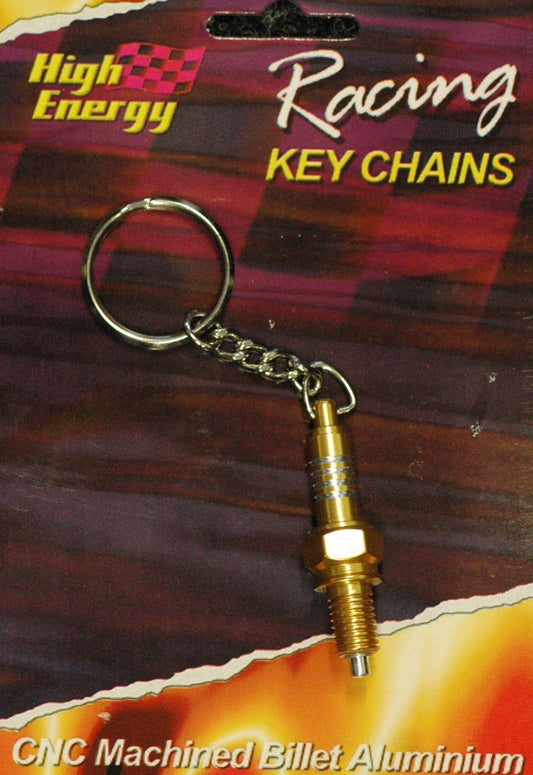 High Energy Racing KR6654G Key Ring Aluminium Spark Plug Gold Anodised