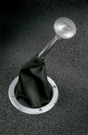 Lokar LK-70-BHRB  Round Shifter Boot Black Floor Mount Billet Alloy Trim Ring