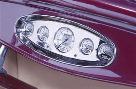 Lokar LK-BDI-9104 Oval Dash Insert 5 Gauge - Polished Billet Aluminium Suit Vdo Auto Meter Street Rod Series & Ford Motorsport Gauges