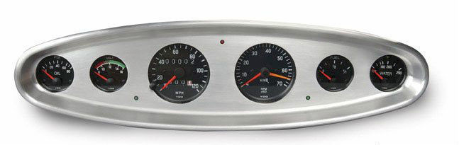 Lokar LK-BDI-9118  6 Gauge Oval Dash Insert 3-1/8" & 2-1/16"Polished Billet Alloy