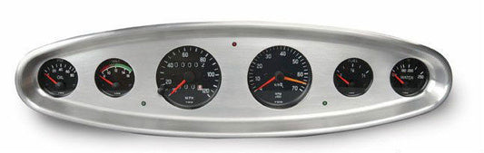 Lokar LK-BDI-9118  6 Gauge Oval Dash Insert 3-1/8" & 2-1/16"Polished Billet Alloy