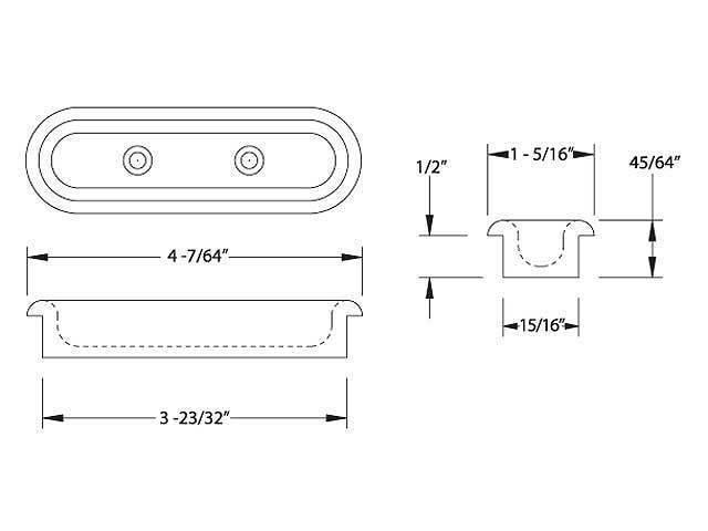 Lokar LK-IDP-2004   Oval Arm Rest Door Pull Brushed Billet Aluminium Pair