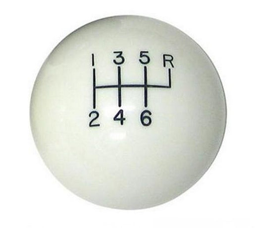 Lokar LK-SK-6875  6-Speed Manual White 2" Gear Knob 3/8-24 & 3/8-16 Threads
