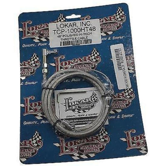 Lokar LK-TCP-1000HT48   Hi-Tech Braided S/Steel Throttle Cable 48" Long Polished
