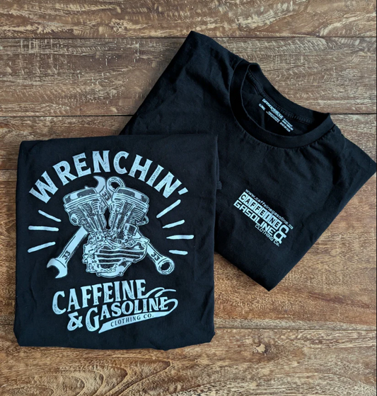 Caffeine & Gasoline Clothing Co. Wrenchin' Design T-Shirt