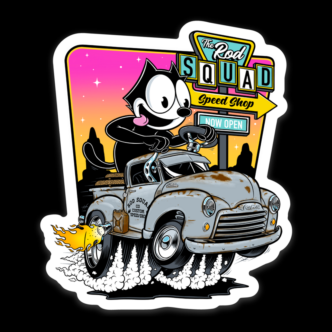 Finked Out Felix: 1950s GMC Rat Rod Sticker – Engine Master