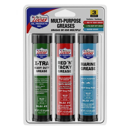 Lucas Oils LUS-11048 3 oz Grease Pack 1 Red & Tacky 1 x-Tra H D 1 Marine