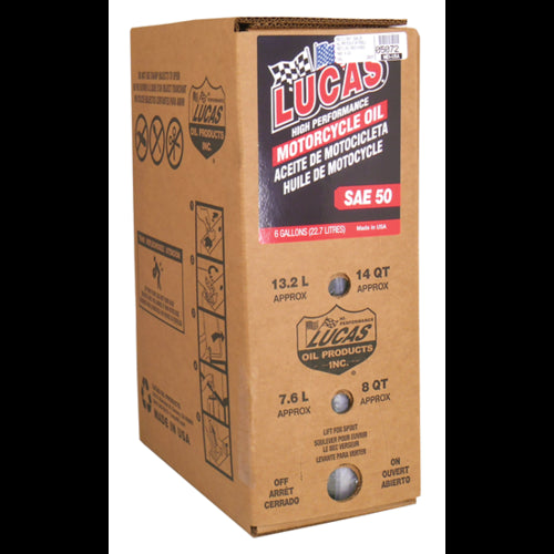 Lucas Oils LUS-18029 50 wt. Motorcycle Oil 1 6 Gallon Box