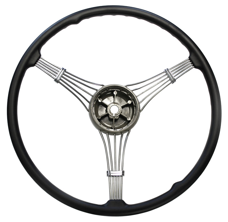 Lime Works LWD91A3600B 17" Banjo Steering Wheel 3-Spoke Black Rubber Grip w/ No Horn Button