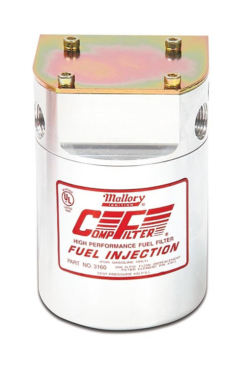 Mallory Ignition MA3160 Mallory Billet Fuel Filter Assembly Dual 3/8" Npt Inlet & Outlet w/ 10 Micron Filter