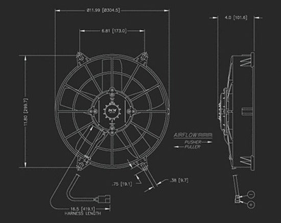 Maradyne MARTA11A3001 Champion 11" Electric Radiator Fan 1380Cfm Pull Only
