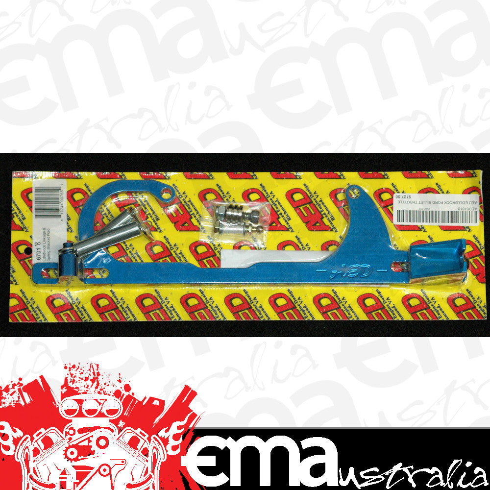 AED AED6701B Billet Throttle Bracket & Spring Kit Edelbrock Fits Ford Cable Blue