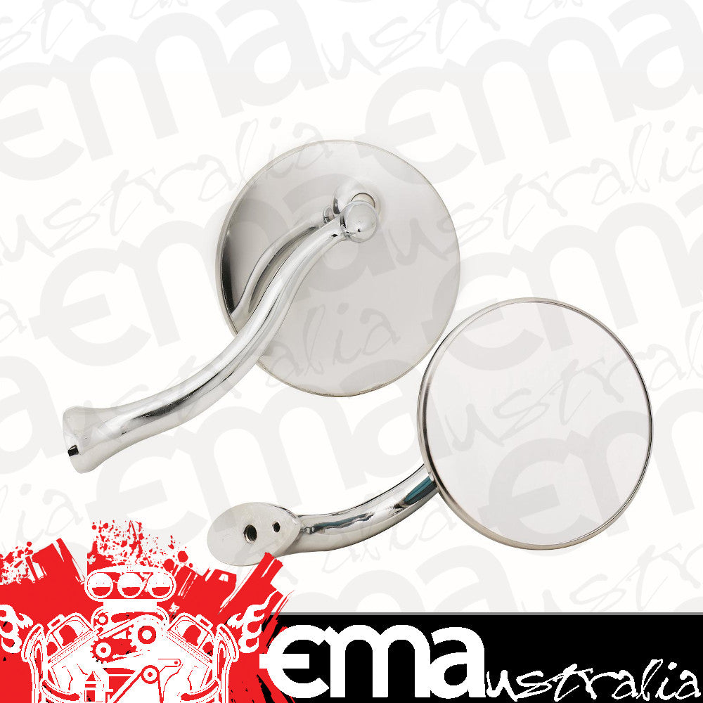 Mr Gasket MG-8218GMRG 4" Swan Neck Mirrors Polished Stainless Steel