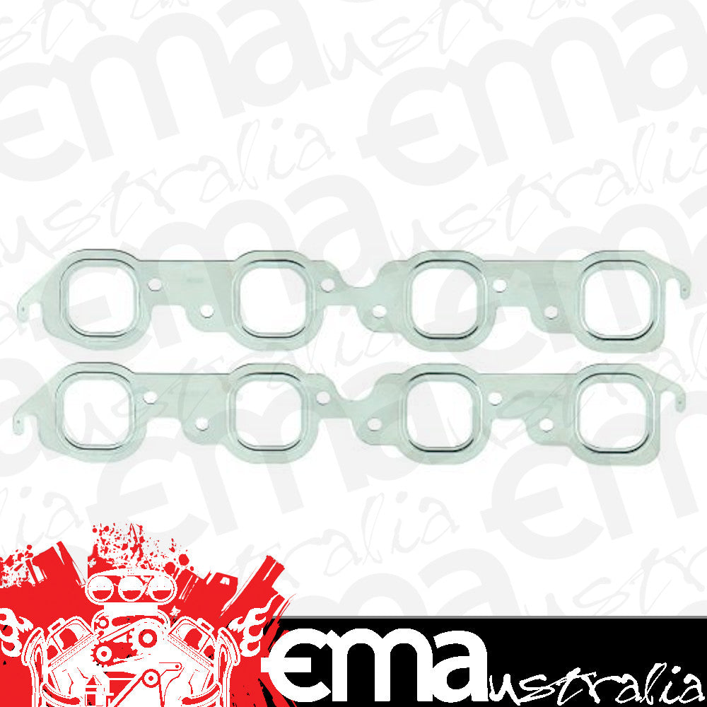 Mr Gasket MG4816G Stainless Steel Exhaust Gasket Square Port 1.85"W X 1.90"H (Suit Chevy Big Block w/ Stock Cast Iron Heads)
