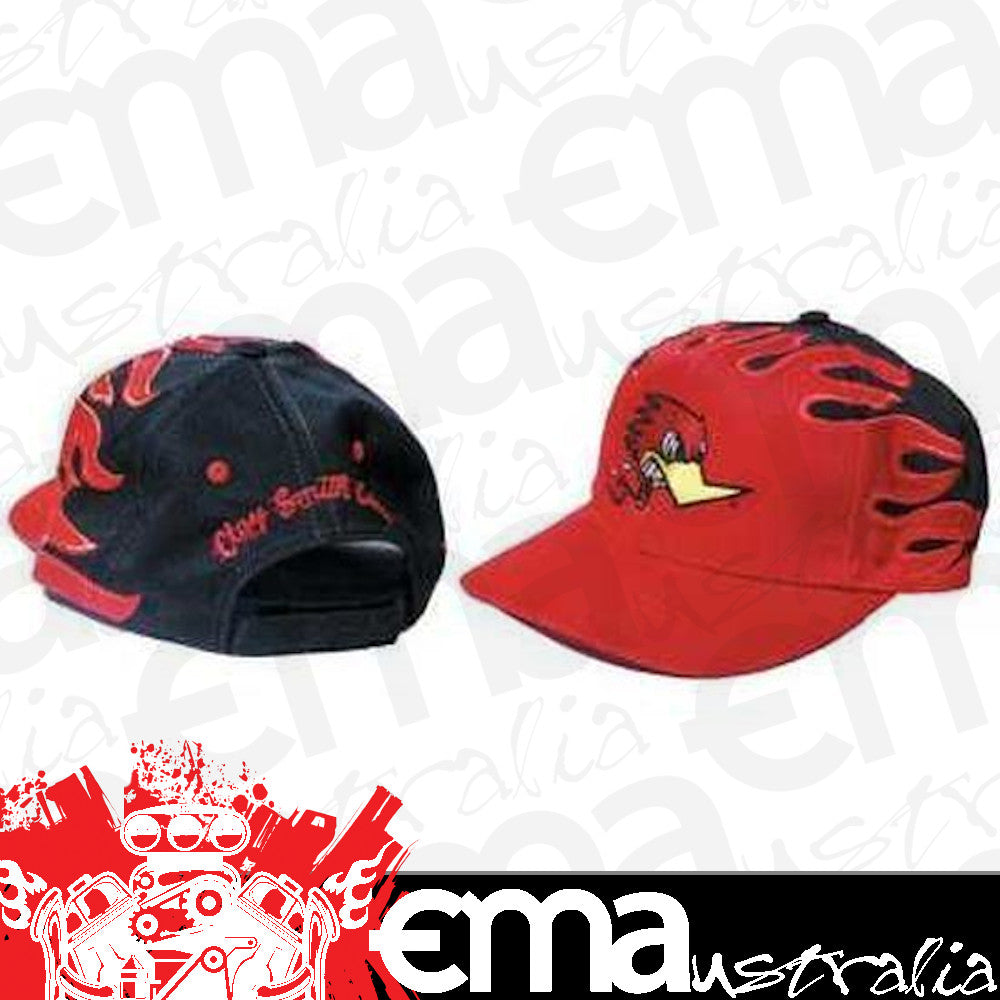 Mooneyes MNCSH13 Black & Red Flame Clay Smith Hat w/ Woodpecker Logo