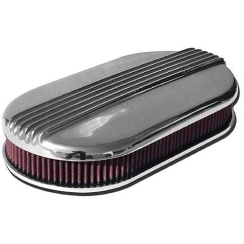 Mooneyes MNMP715 Finned Oval Aluminium Air Cleaner suit Dual Carbs 17" x 9" x 4"