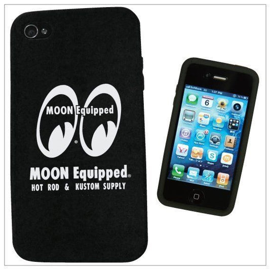 Mooneyes MNMQG039BK I-Phone 4 Soft Rubber Cover Black w/ Moon Equipped Logo
