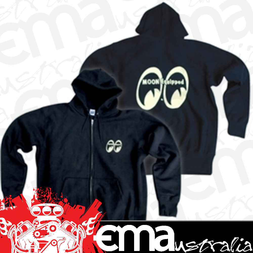 Mooneyes MNMQS06BKS Moon Equipped Zip-Up Hoodie Black Small