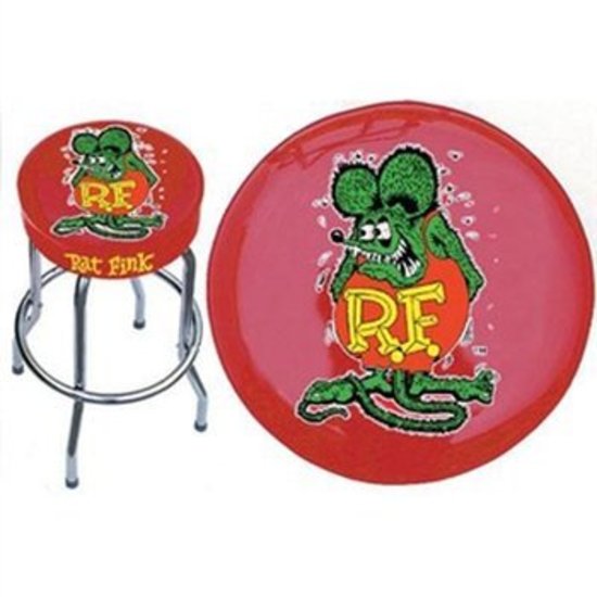 Mooneyes MNRA292 30" Tall Swivel Barstool w/ Rat Fink Logo