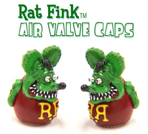 Mooneyes MNRAF280GR - Rat Fink Tyre Air Valve Stem Caps - Green (pair) 2 -