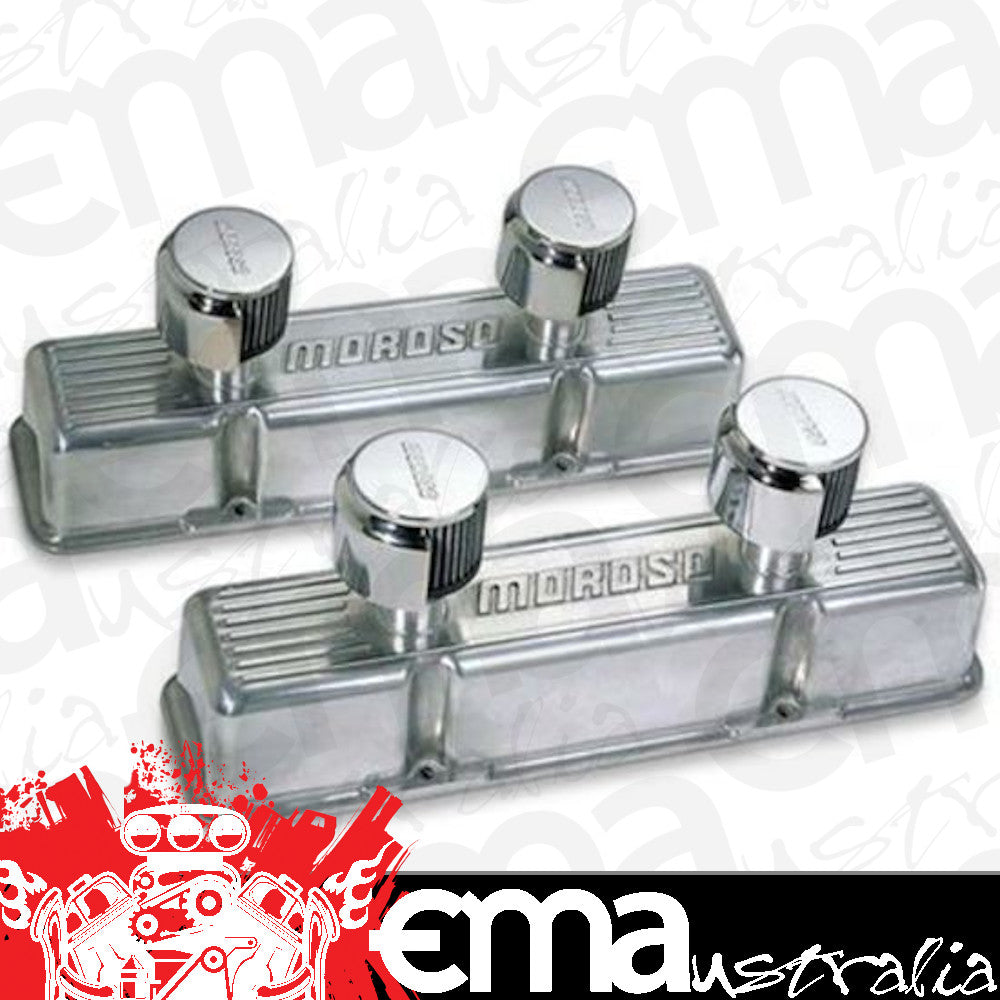 Moroso MO68380 Valve Covers Tall Aluminium Polished Logo Chevrolet Small Block Pair