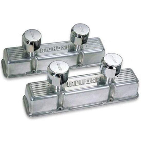 Moroso MO68380 Valve Covers Tall Aluminium Polished Logo Chevrolet Small Block Pair