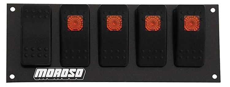 Moroso MO74186 Dash Mount 4 Lighted Rocker Switch Panel 6.695" W X 2.488" H