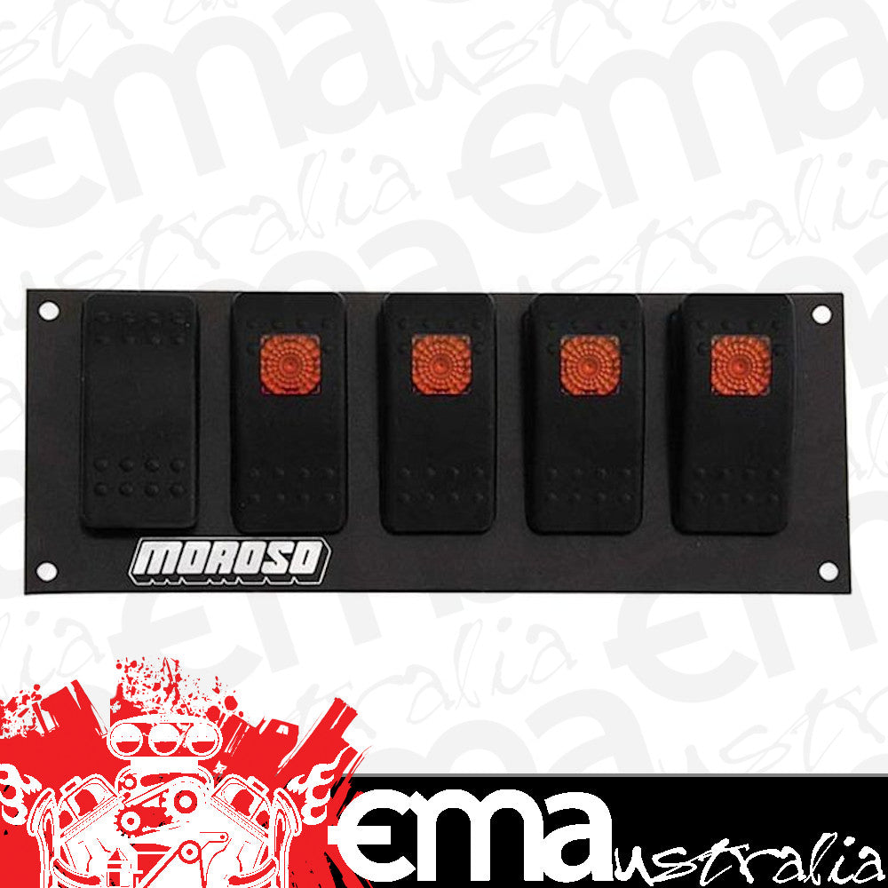 Moroso MO74186 Dash Mount 4 Lighted Rocker Switch Panel 6.695" W X 2.488" H