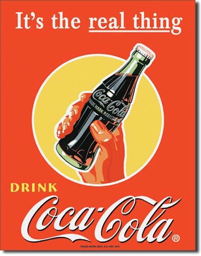 Metal Sign MSI-1053 Coca-Cola Coke Real Thing Hand