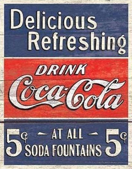 Metal Sign MSI-1619 Drink Coca Cola 5 Cent 16" x 12.5"