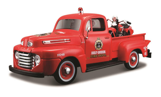 Maisto MSO-32191 1948 Ford F-1 Pickup Truck & 1936 Harley-Davidson El Knucklehead Diecast 1:24 Scale