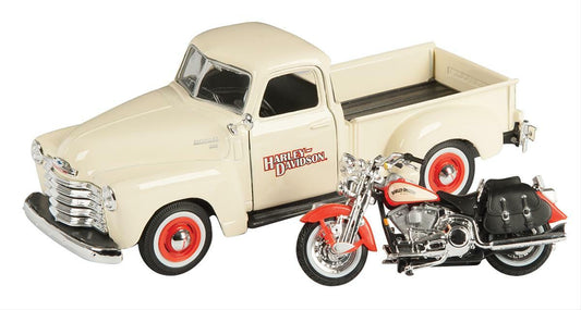 Maisto MSO-32194 1950 Chevy 3100 & 2001 Harley-Davidson Heritage Springer Diecast Model 1:24 Scale