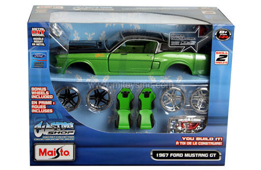 Maisto MSO-39094 1967 Ford Mustang Gt Diecast Model Custom Shop Kit Green 1:24 Scale