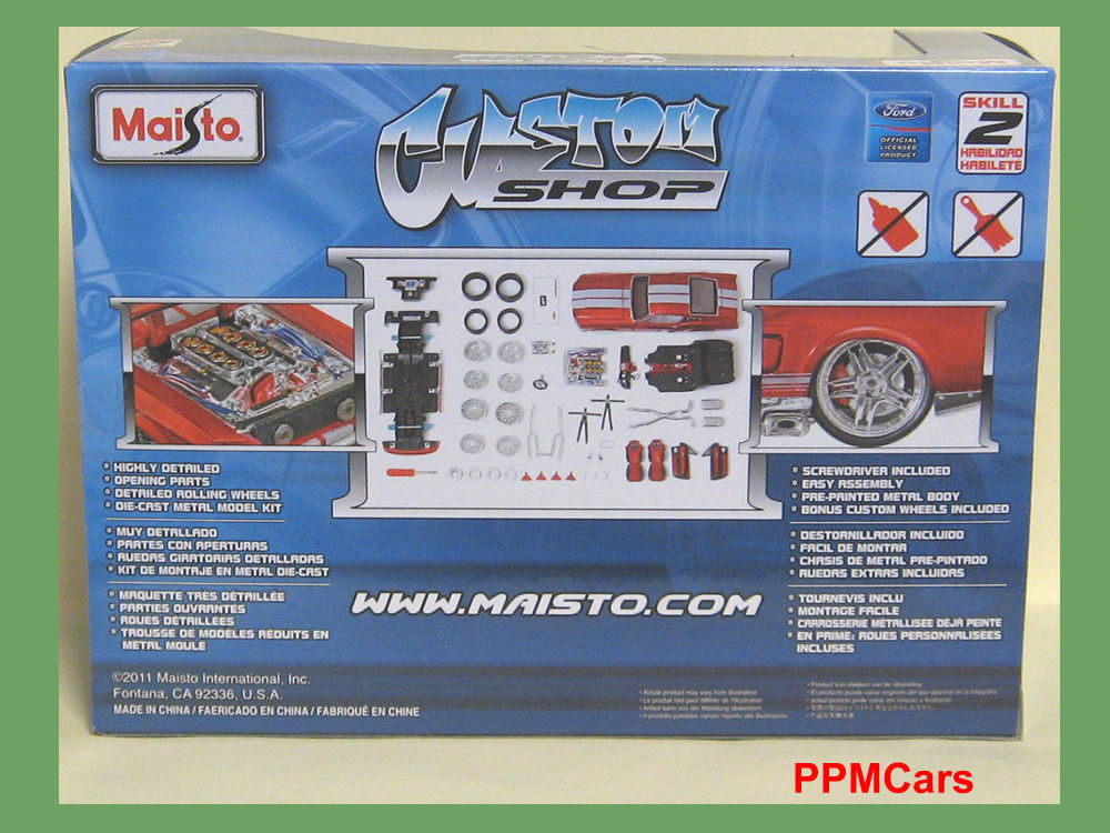 Maisto MSO-39094 1967 Ford Mustang Gt Diecast Model Custom Shop Kit Green 1:24 Scale