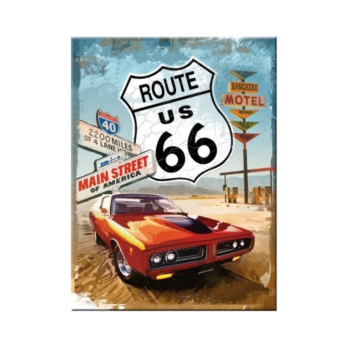 Nostalgic-Art 5114229 Magnet Route 66 red car