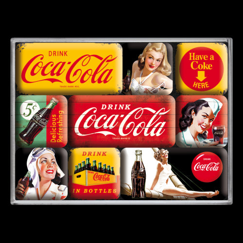 Nostalgic-Art 5183072 Magnet Set Coca Cola Yellow/Red