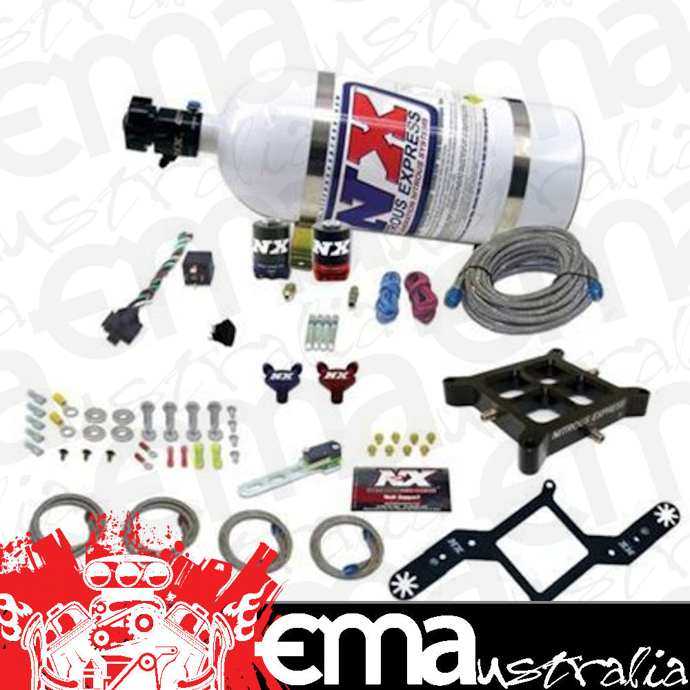 Nitrous Express NX60542-10 Nitrous Oxide System NX Billet Crossbar Square Bore Plate Wet +500 HP Max 10 lb Bottle Aluminum Kit