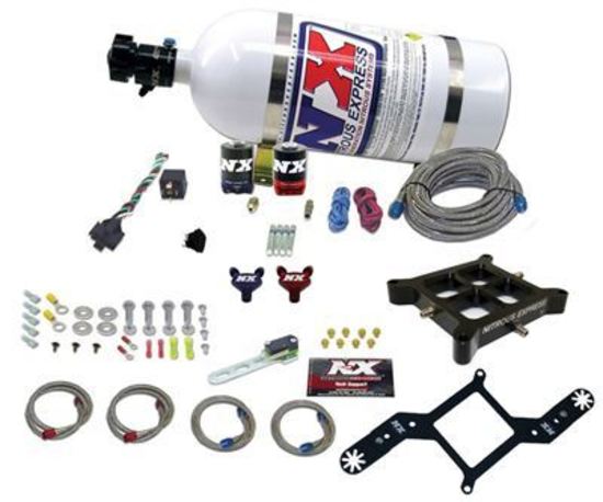 Nitrous Express NX60542-10 Nitrous Oxide System NX Billet Crossbar Square Bore Plate Wet +500 HP Max 10 lb Bottle Aluminum Kit