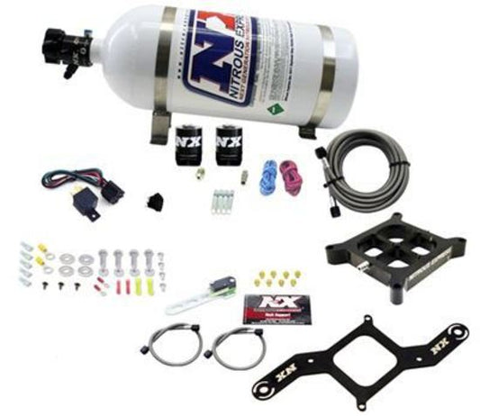 Nitrous Express NX63540-10 Nitrous Oxide System Billet Crossbar Wet Style Square Bore Plate 10 lb Bottle Kit