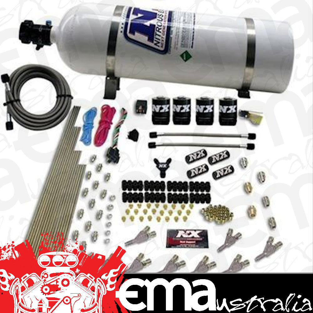 Nitrous Express NX80018-15 Nitrous System Std Direct Port Nitrous System 200-500 WHP Incl. 15 lb Bottle/Brackets Std Nozzles Fuel/