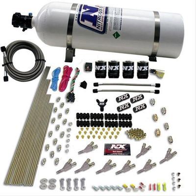 Nitrous Express NX80018-15 Nitrous System Std Direct Port Nitrous System 200-500 WHP Incl. 15 lb Bottle/Brackets Std Nozzles Fuel/