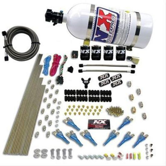 Nitrous Express NX90006-10 Nitrous System Shark Direct Port Nitrous System 8 Cyl. 200-600 WHP Gasoline 4 Solenoids w/10 lb Bottle