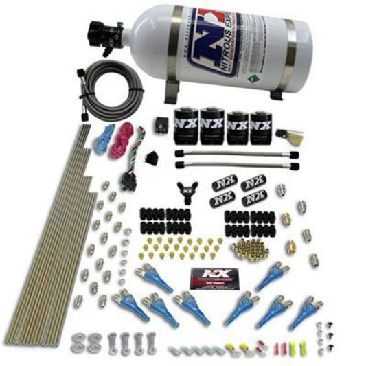 Nitrous Express NX90506-10 8 Cyl Shark Direct Port 4 Solenoids w/ 10lb Bottle (200-600HP Jetting)