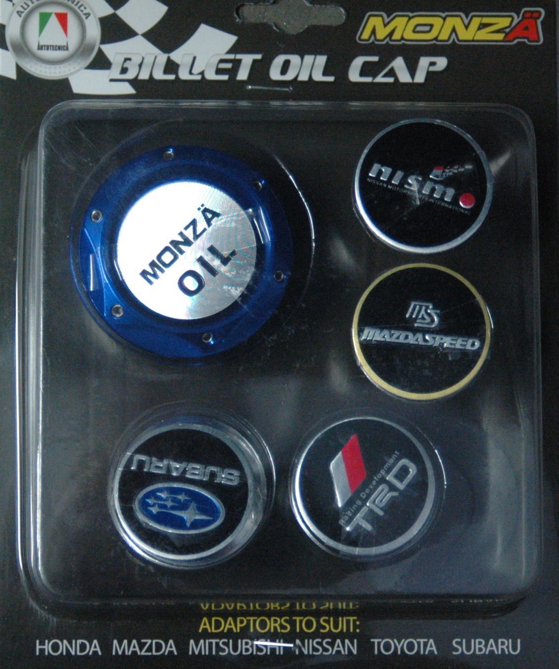 Autotecnica OIL2 Blue Billet Oil Cap w/ Logos to suit Most Japanese Models