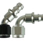 90 DEG PUSH ON HOSE END - 8 BLACK/SILVER